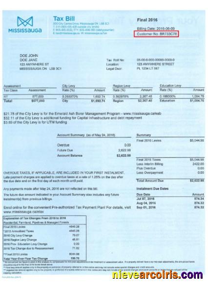 Canada Mississauga tax bill